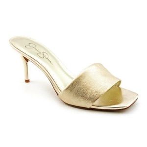 Jessica Simpson Clarina Metallic Gold Heel Sandals